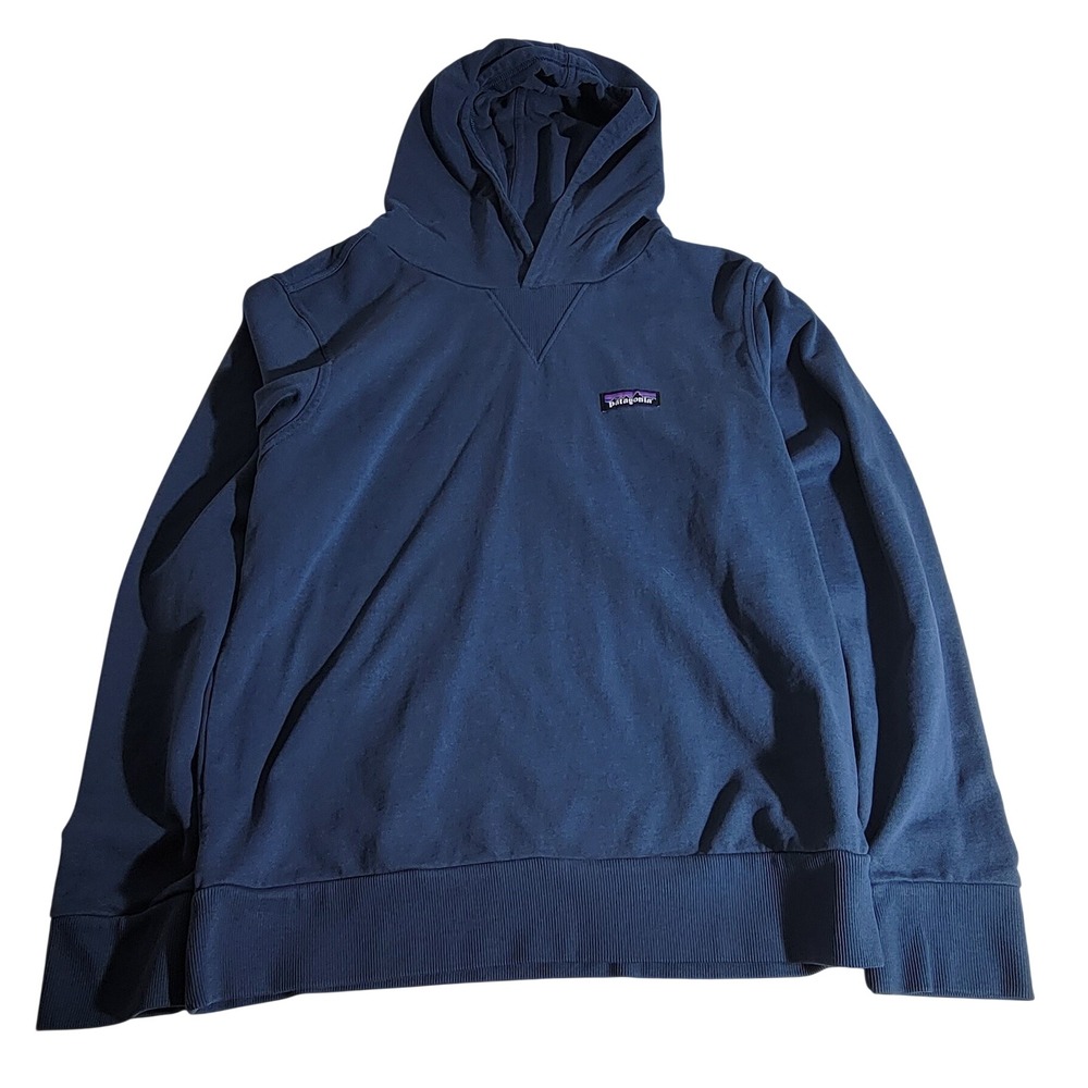 Patagonia Regenerative Organic Cotton Hoodie Navy Blue XS P-6 Logo Pullover